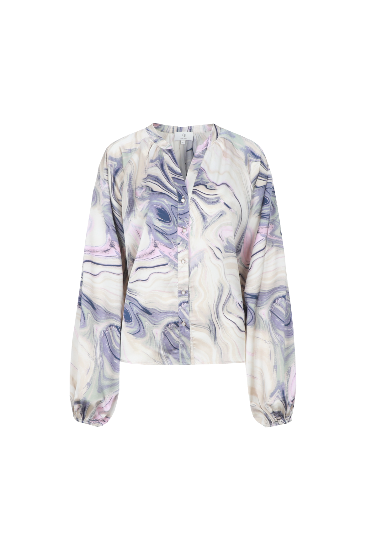 C&S THE LABEL LIVELY Abstract Marble Print Blouse