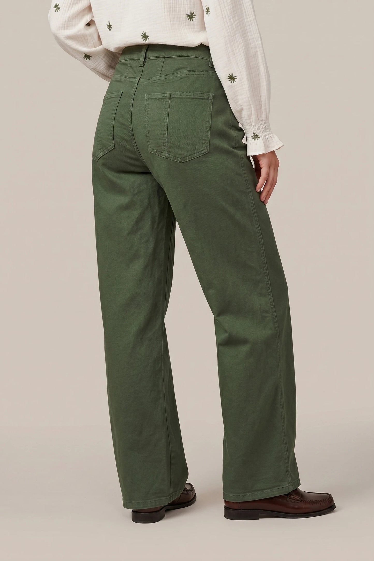 C&S THE LABEL NICO Olive Green Wide Leg Jeans