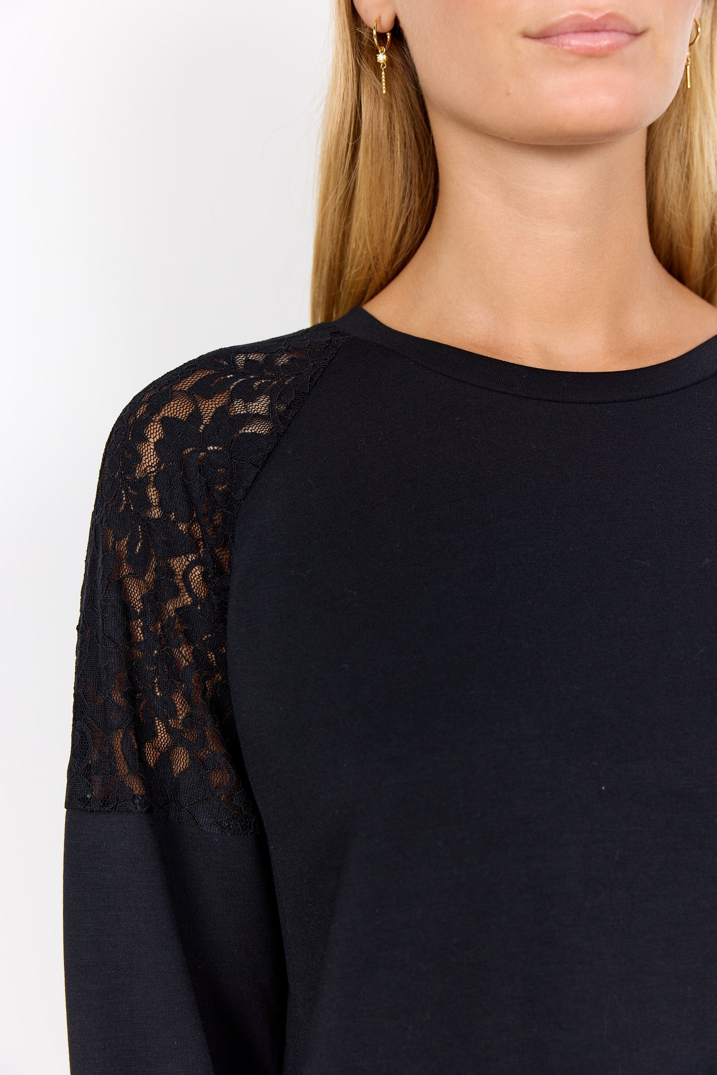 SOYA CONCEPT BANU Black Lace Crewneck