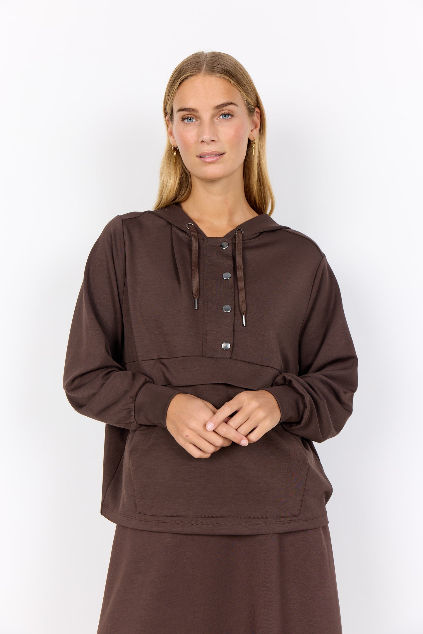 SOYA CONCEPT Banu 263 Cocoa Kangaroo Sweater Hoodie