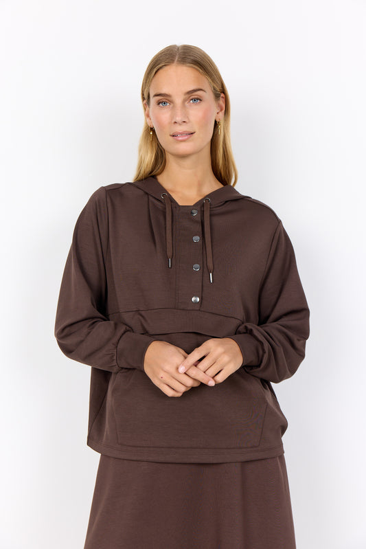 SOYA CONCEPT Banu 263 Cocoa Kangaroo Sweater Hoodie