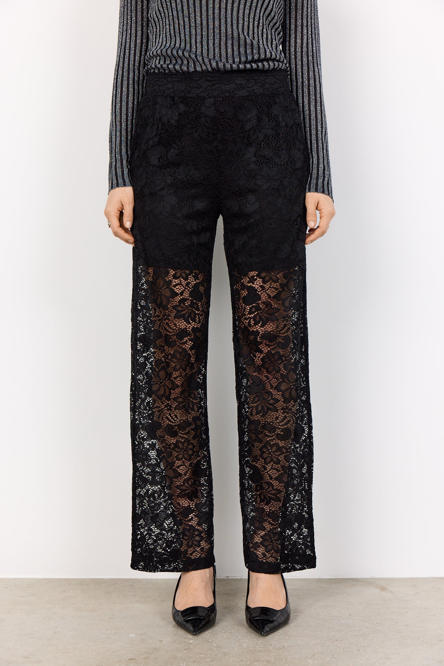 SOYA CONCEPT ALGEA Black Lace Overlay Trousers