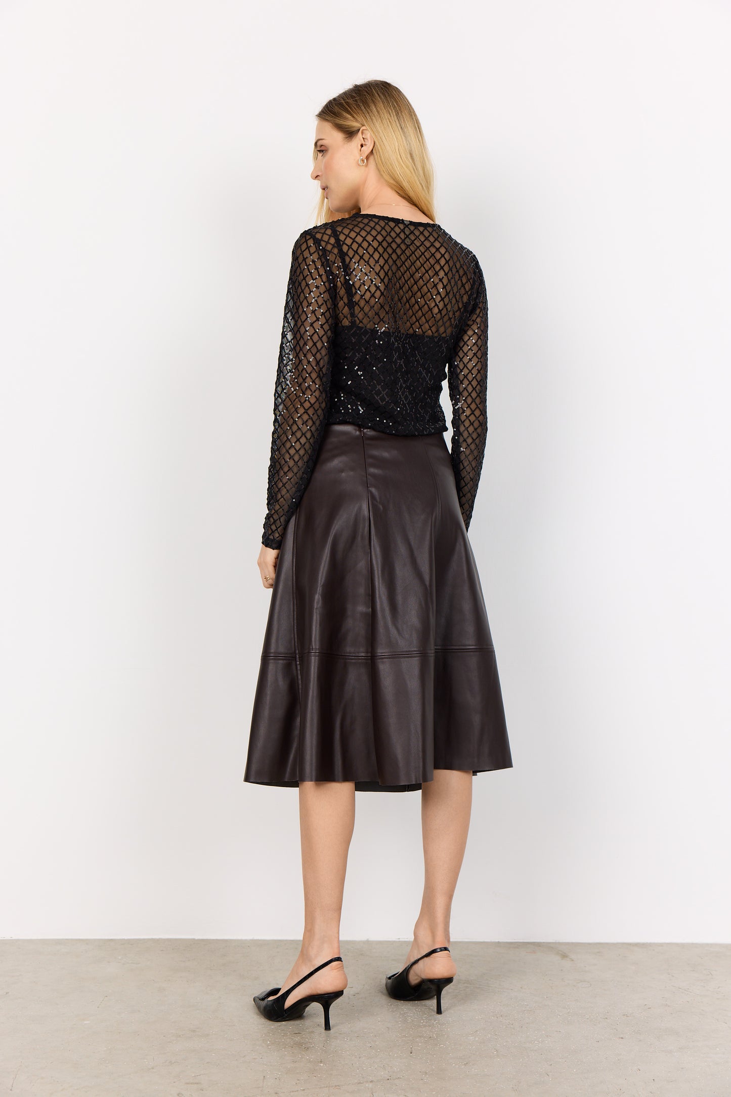 SOYA CONCEPT ASIMA Black Sequin Mesh Longsleeve Top