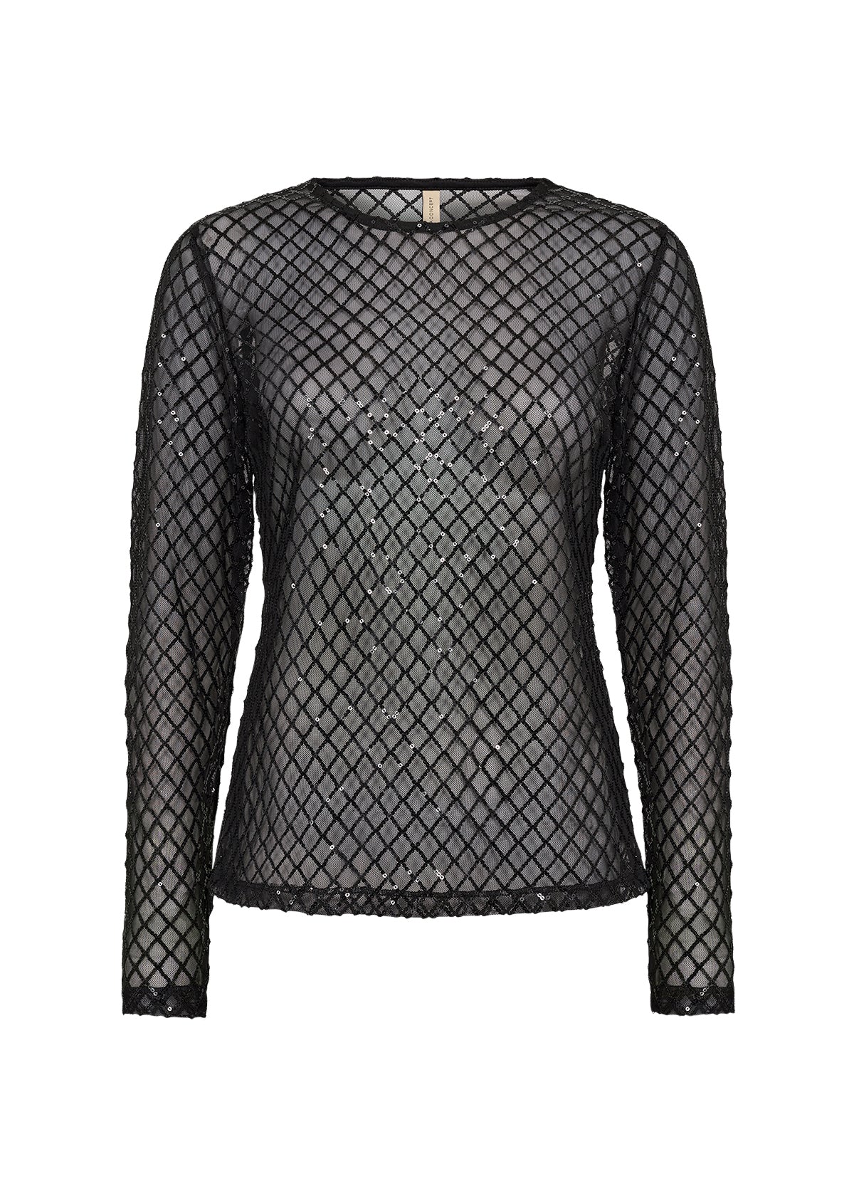 SOYA CONCEPT ASIMA Black Sequin Mesh Longsleeve Top