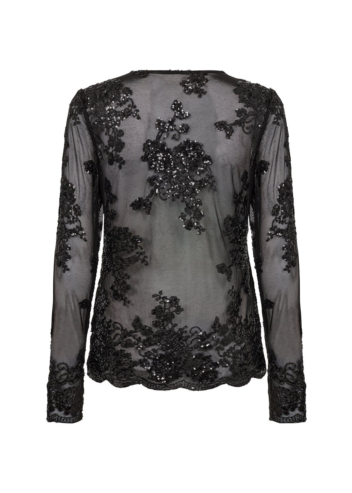 SOYA CONCEPT AUBE Black Sequin Floral Mesh Longsleeve