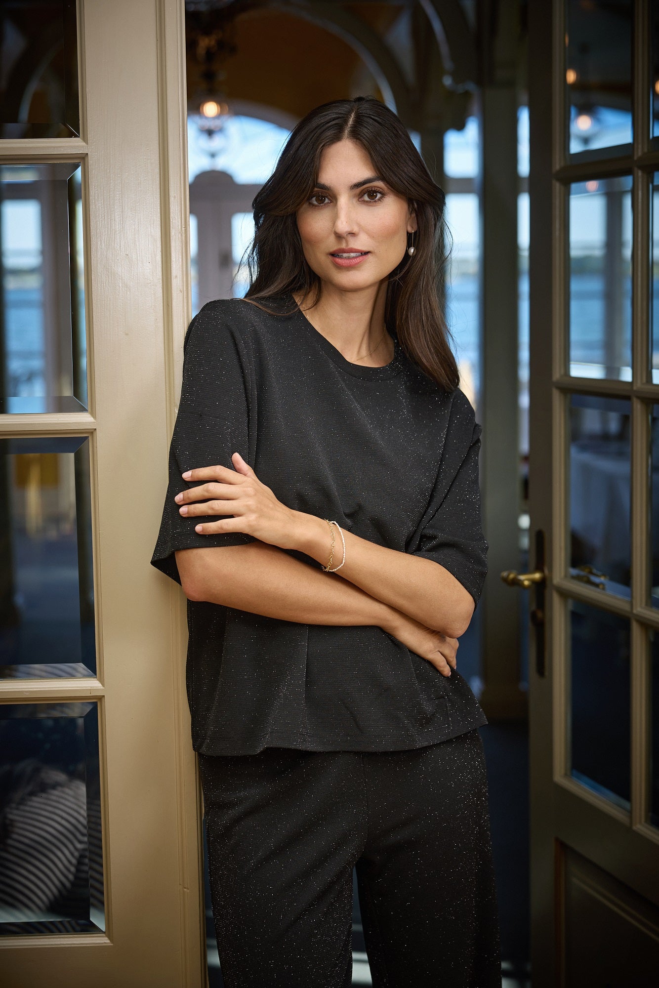 SOYA CONCEPT ANDINE Black Sparkle Shirt