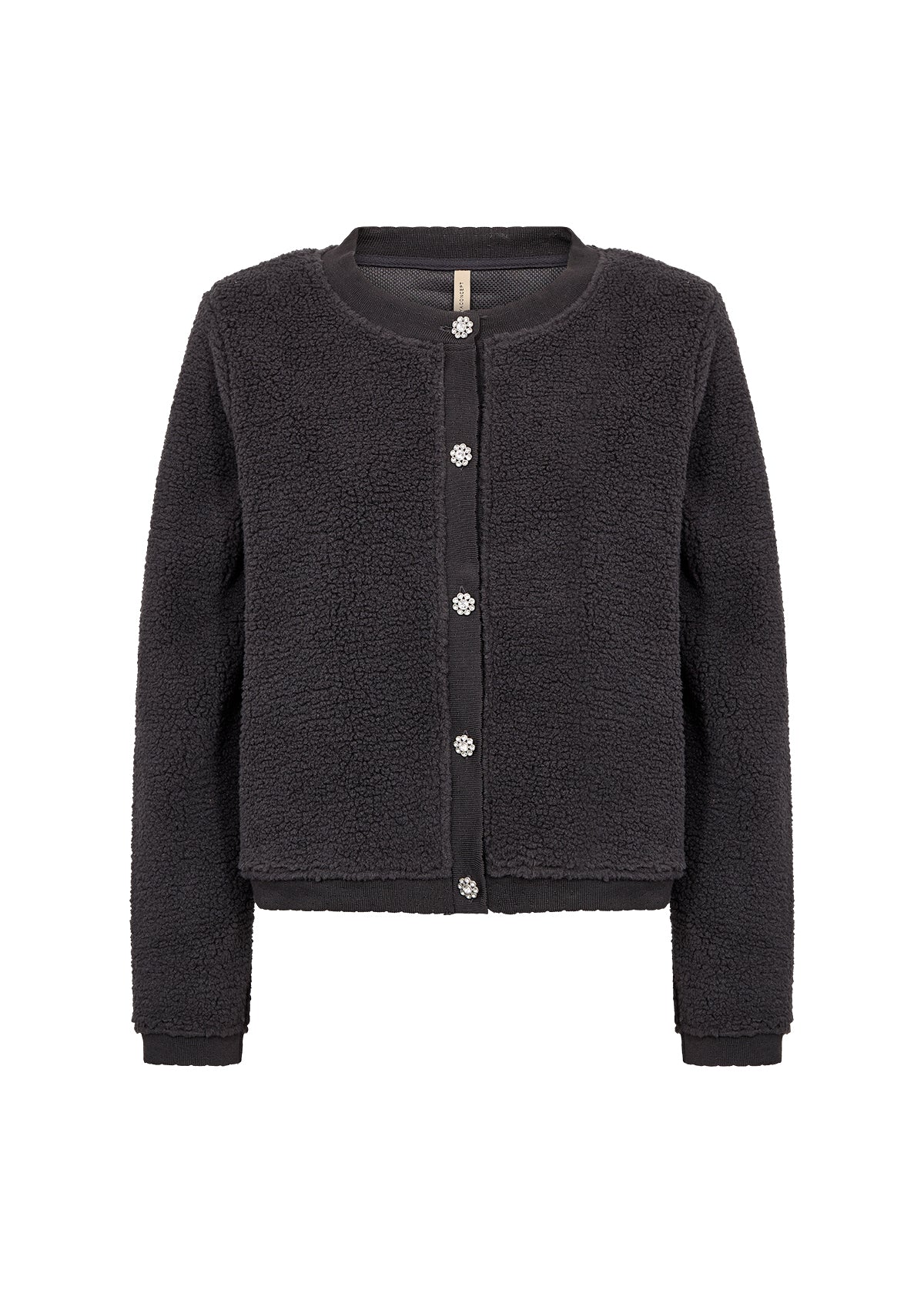 SOYA CONCEPT ONYX Charcoal Grey Rhinestone Button Jacket