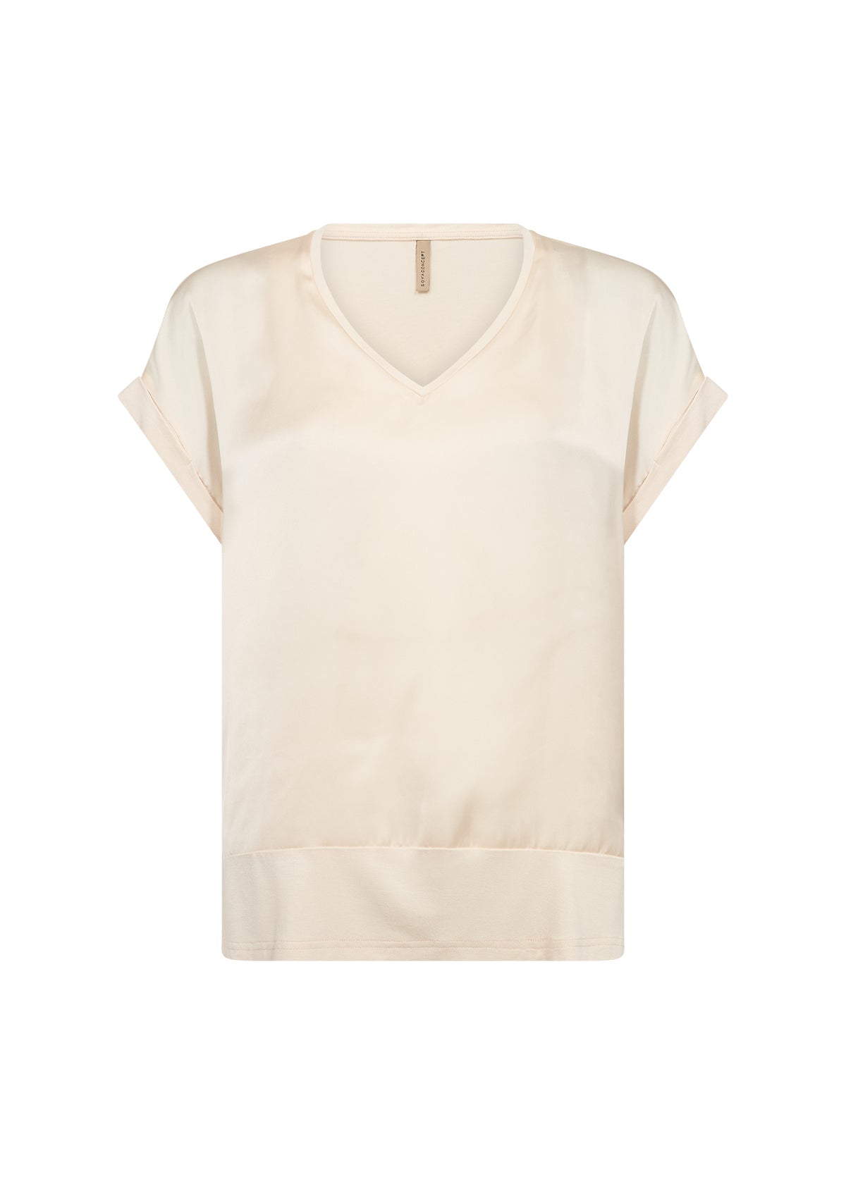 SOYA CONCEPT Thilde Cream Satin V-Neck T-Shirt – Soft ECOVERO™ Viscose Tee