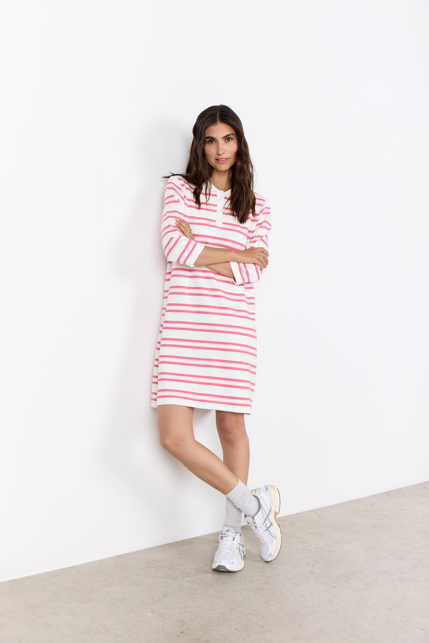 SOYA CONCEPT Brigitte Pink Stripe Polo Dress – Feminine Casual Dress