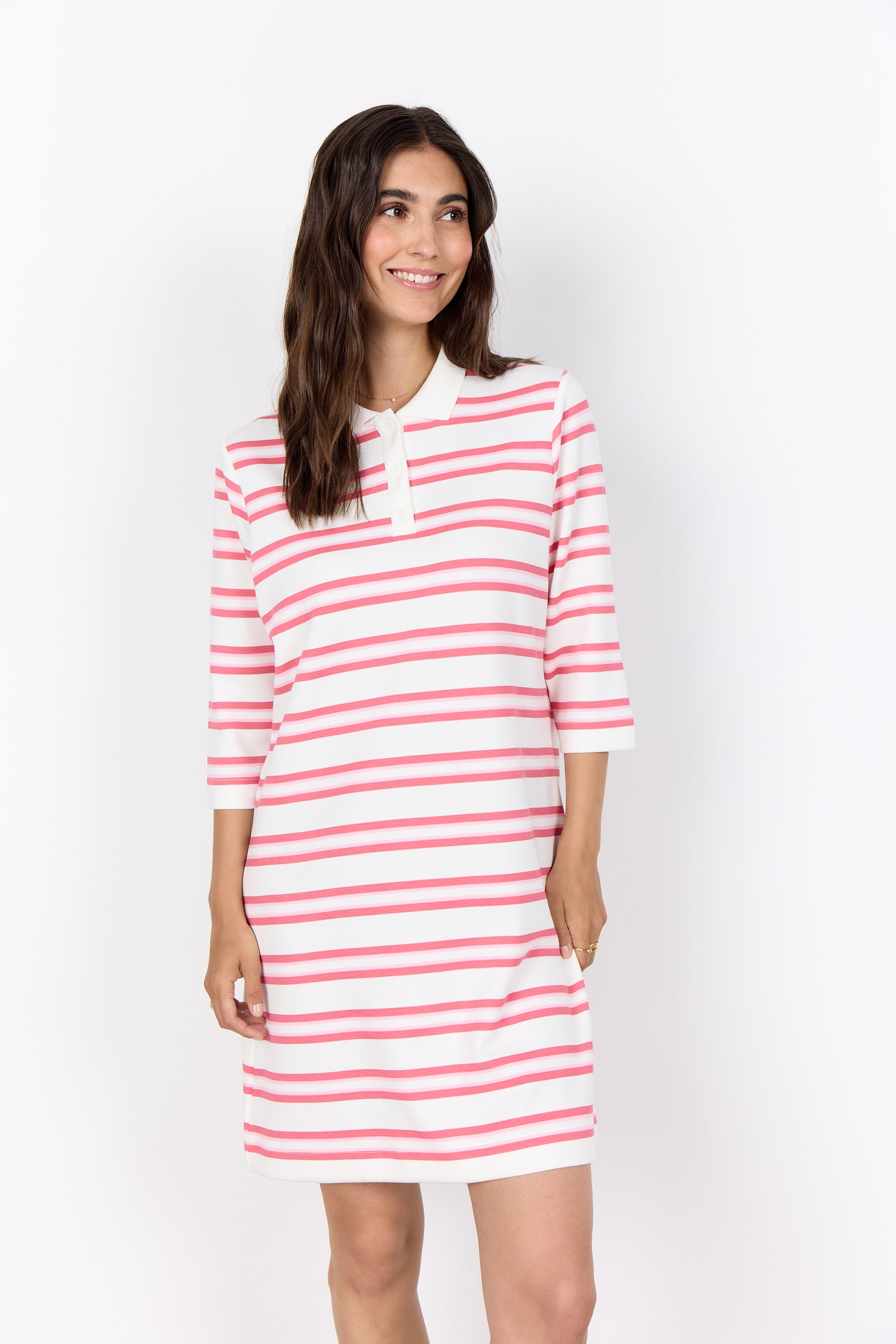 SOYA CONCEPT Brigitte Pink Stripe Polo Dress – Feminine Casual Dress