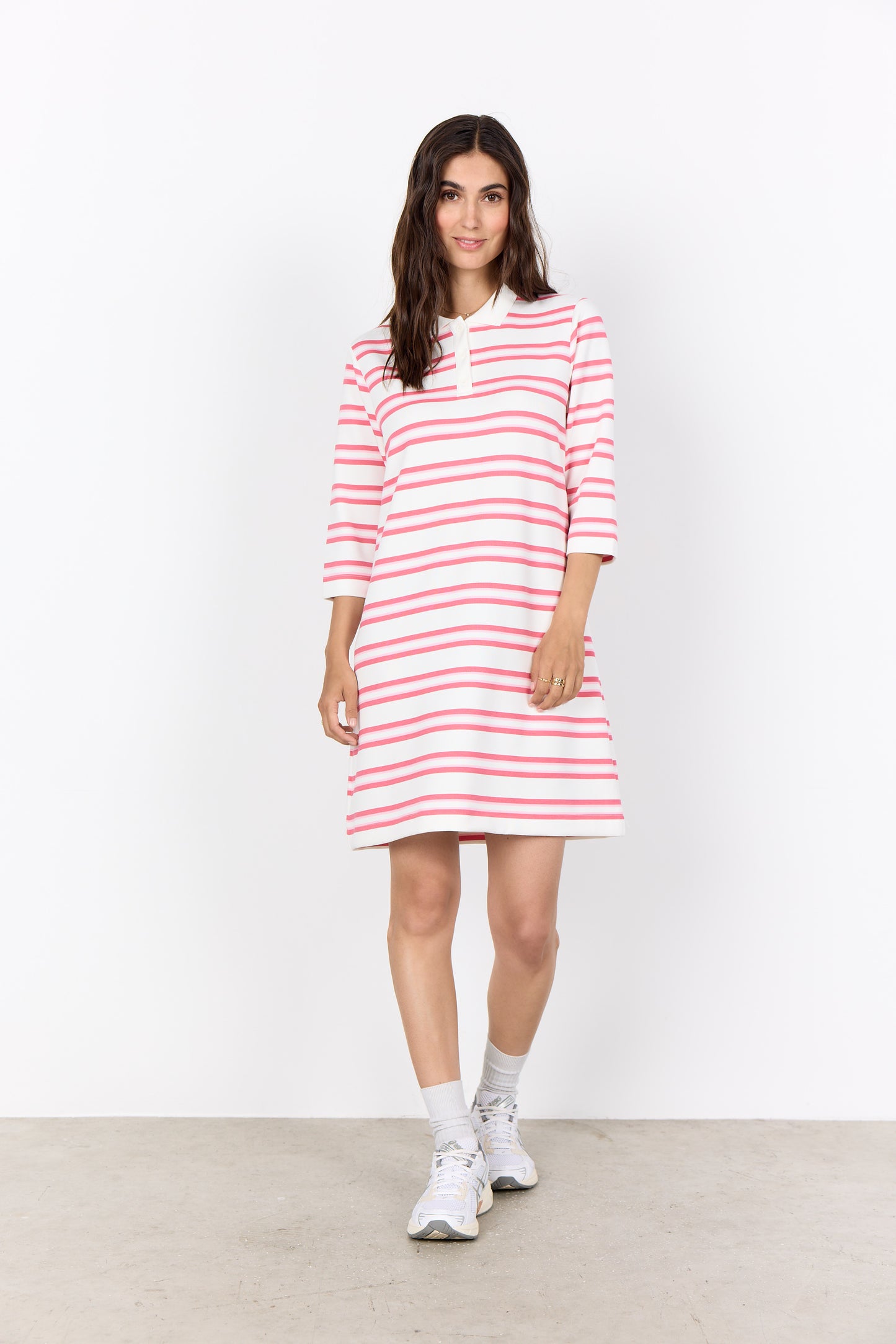 SOYA CONCEPT Brigitte Pink Stripe Polo Dress – Feminine Casual Dress