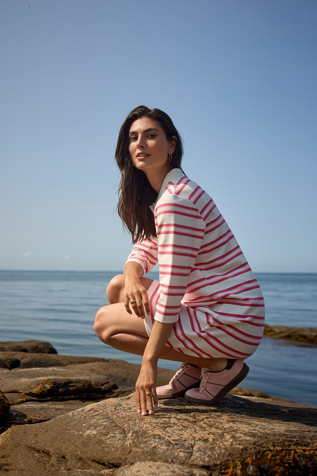 SOYA CONCEPT Brigitte Pink Stripe Polo Dress – Feminine Casual Dress