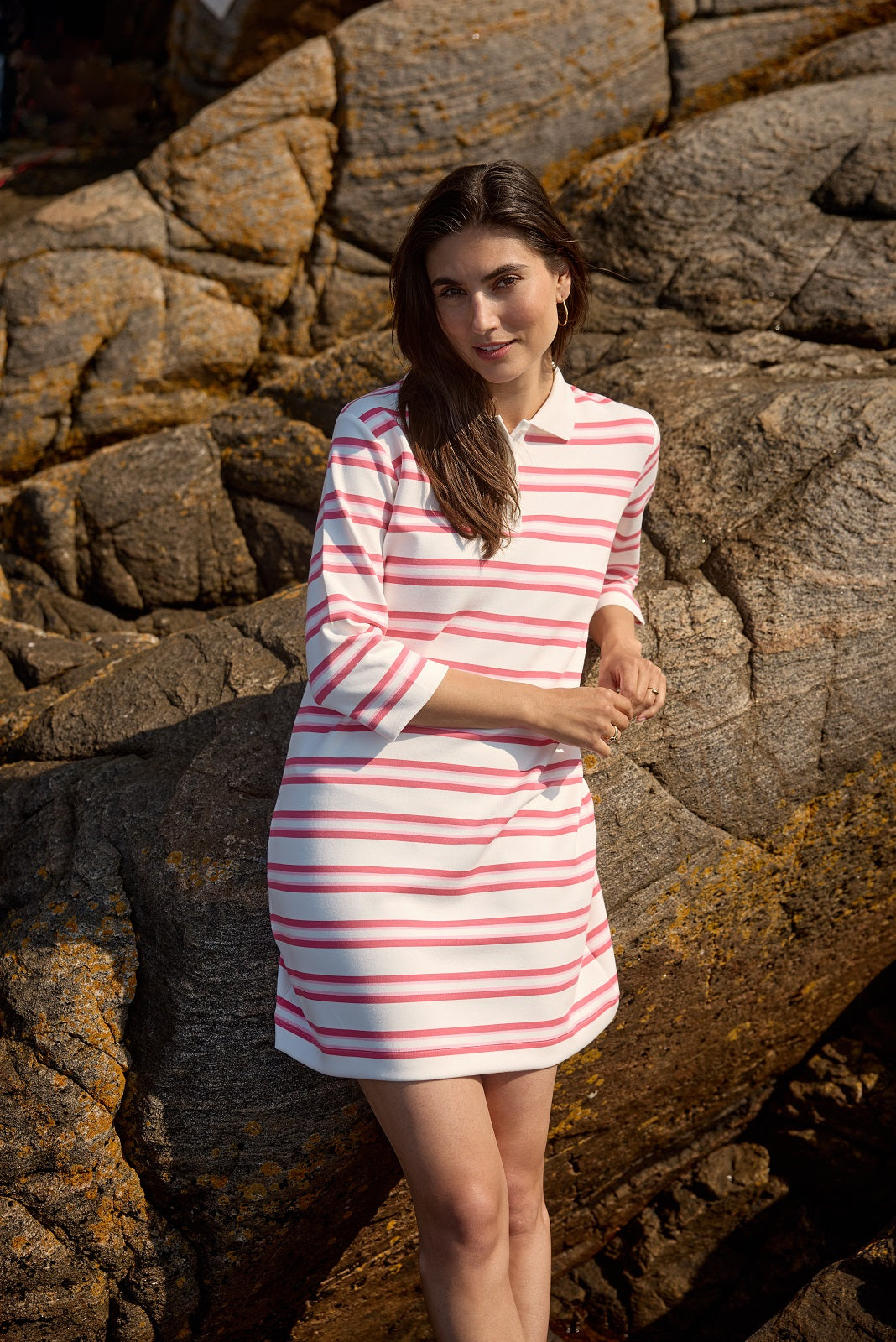 SOYA CONCEPT Brigitte Pink Stripe Polo Dress – Feminine Casual Dress