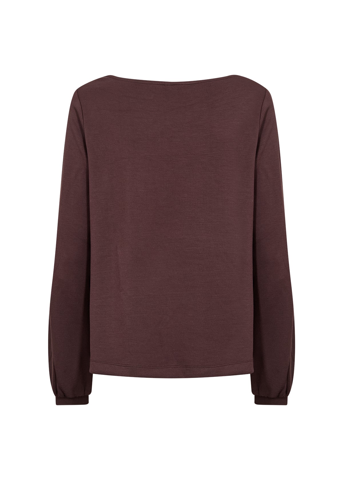 SOYA CONCEPT BANU 333 Chocolate Plum Brown Draped Neck Long Sleeve Sweatshirt