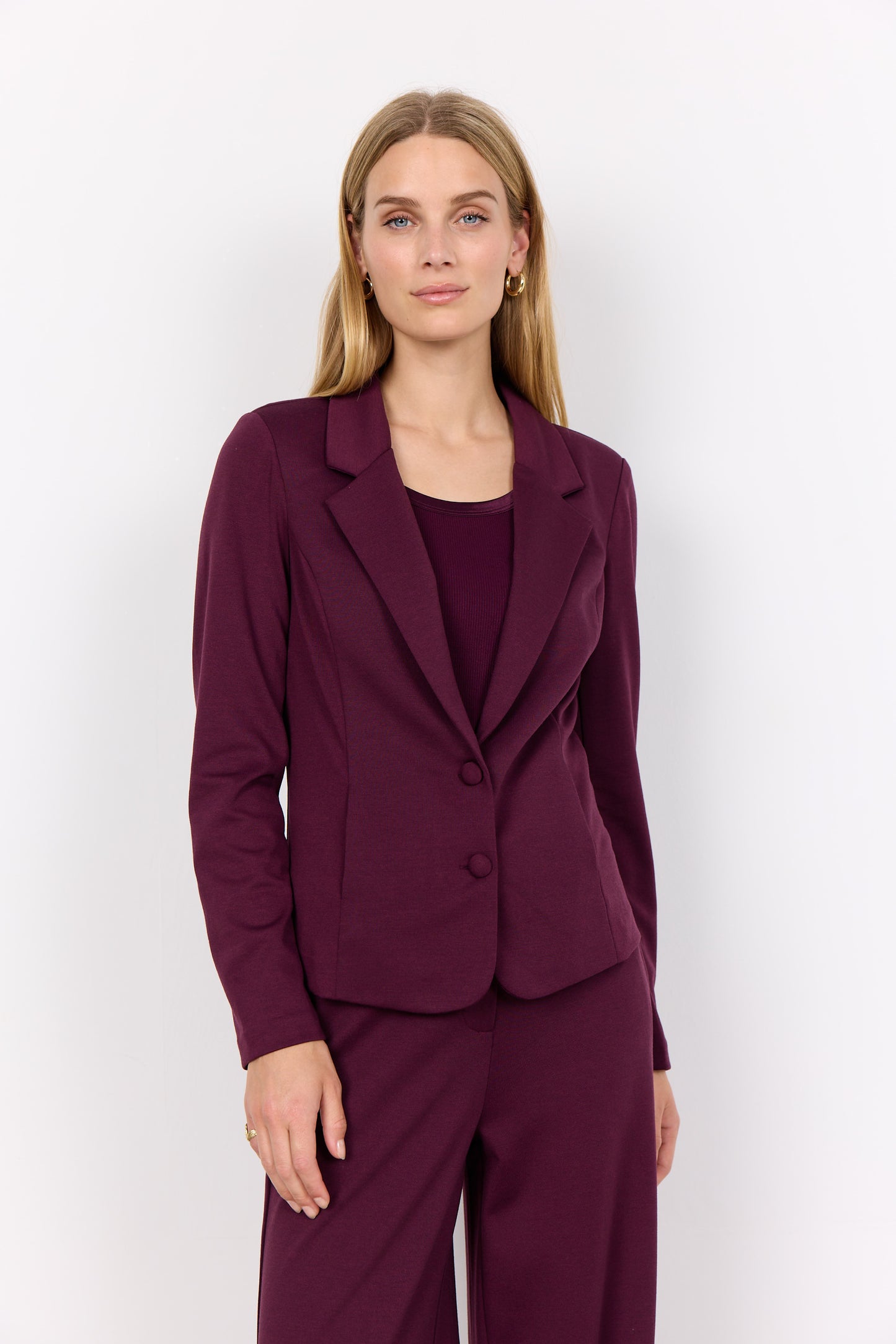 SOYA CONCEPT Daniella Burgundy Wine Fitted Blazer