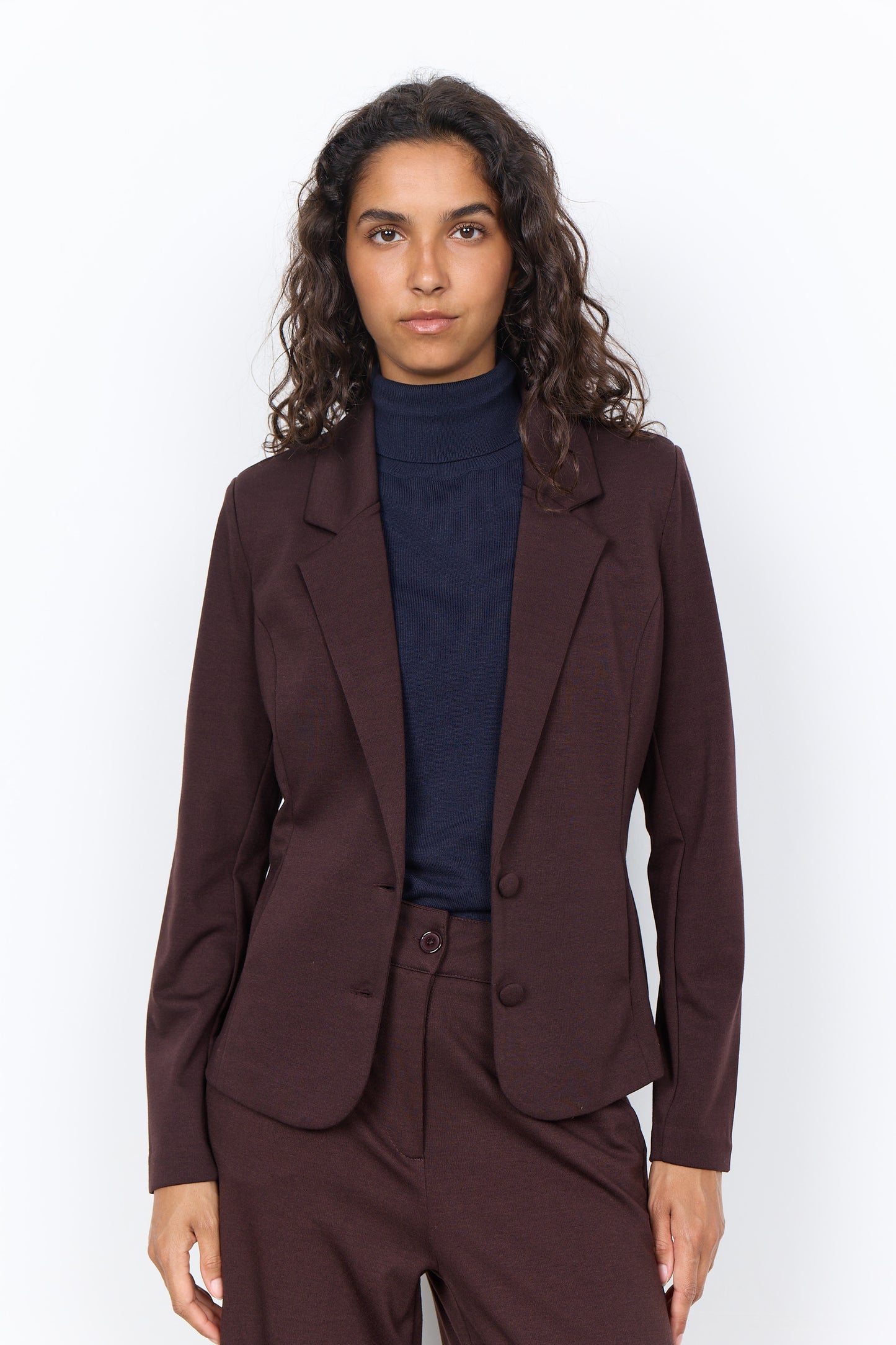 SOYA CONCEPT Daniella Chocolate Plum Brown Fitted Blazer