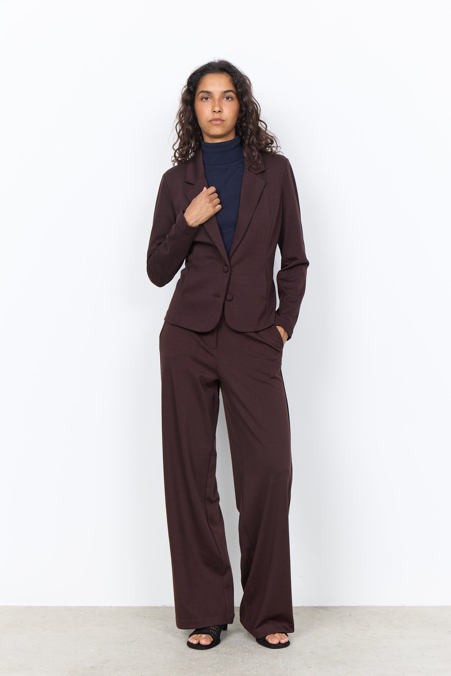 SOYA CONCEPT Daniella Chocolate Plum Brown Fitted Blazer