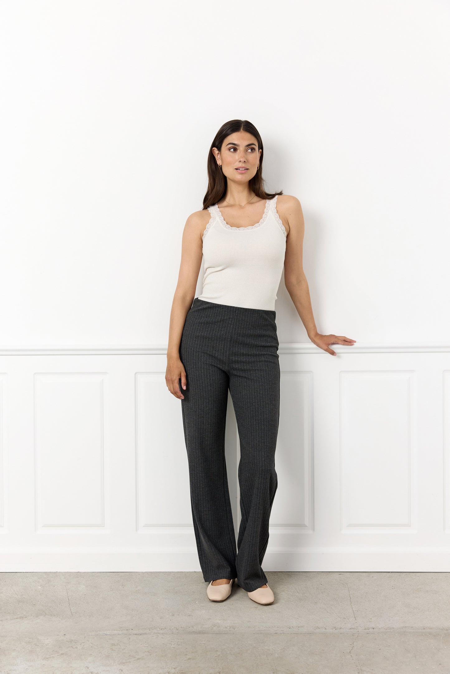 SOYA CONCEPT IVA 2 Grey Pinstriped Trousers
