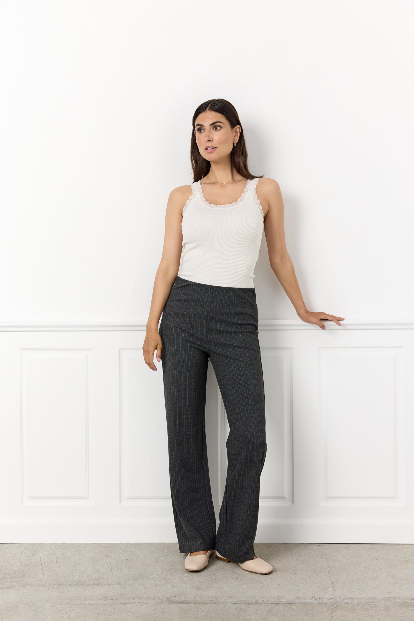 SOYA CONCEPT IVA 2 Grey Pinstriped Trousers