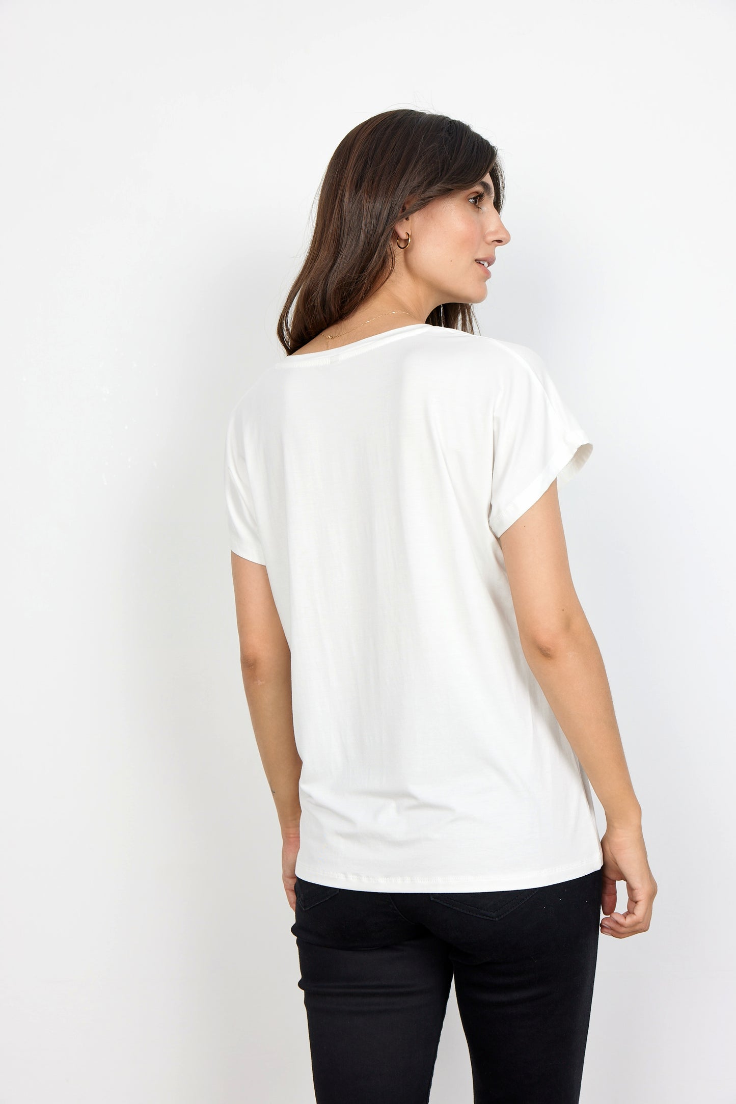 SOYA CONCEPT MARICA 32 Off White V Neck T Shirt