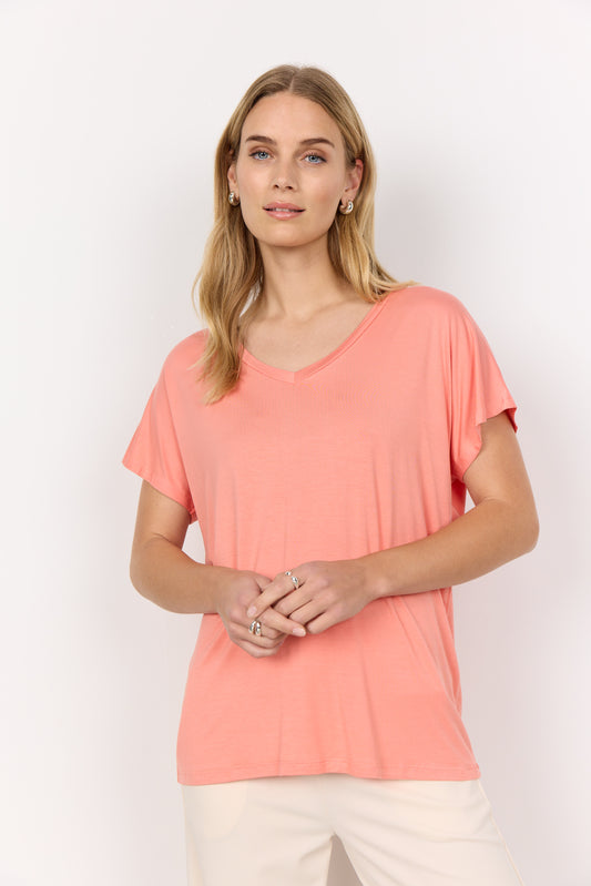 SOYA CONCEPT Marica 32 Peach Vneck T-Shirt