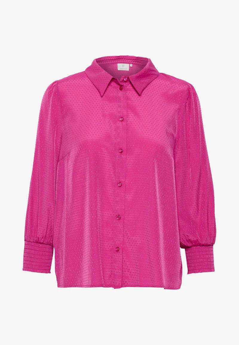 KAFFE CATIA Fuchsia Pink 3/4 Sleeve Button Down Blouse