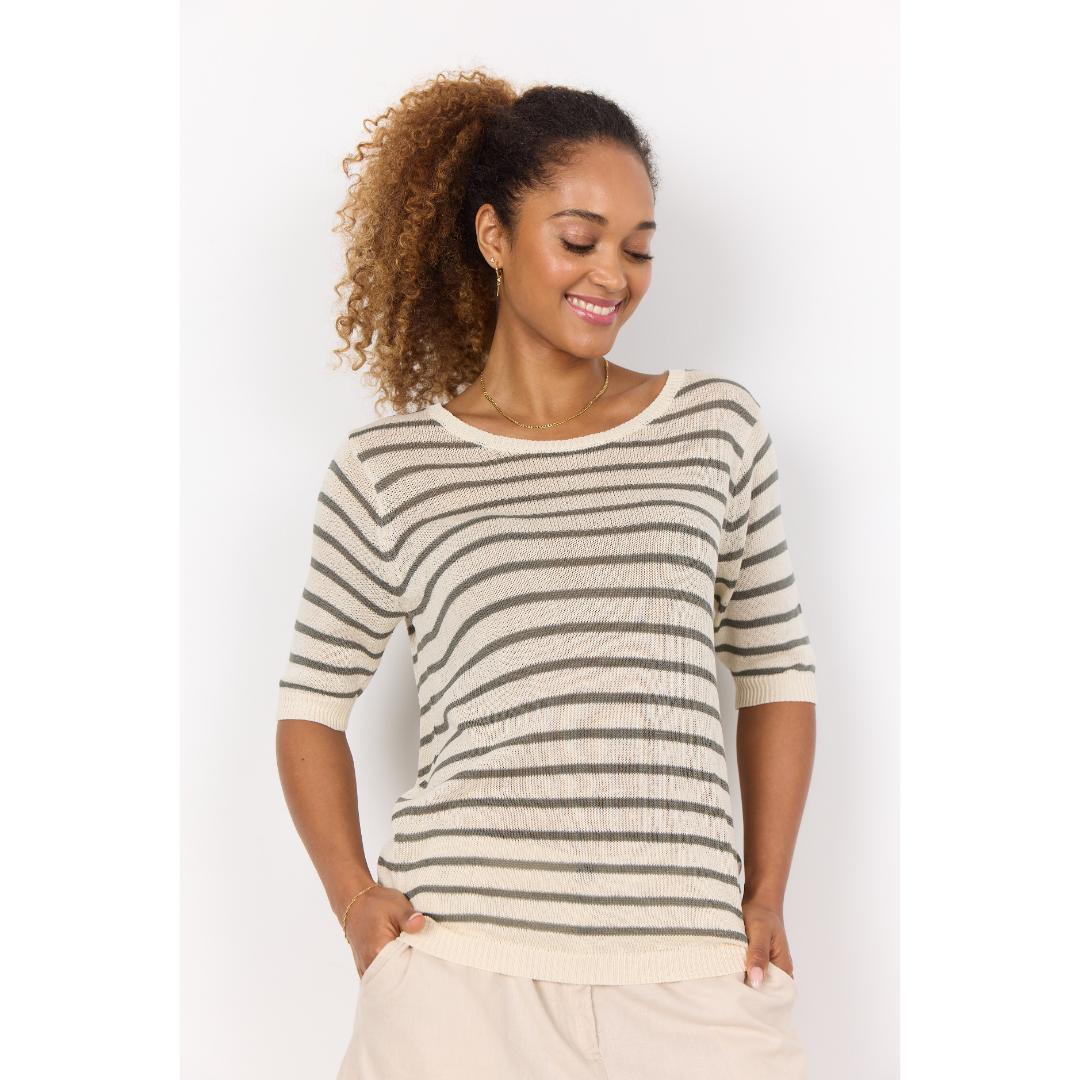 SOYA CONCEPT Luanna 1 Cream & Khaki Striped Shirt