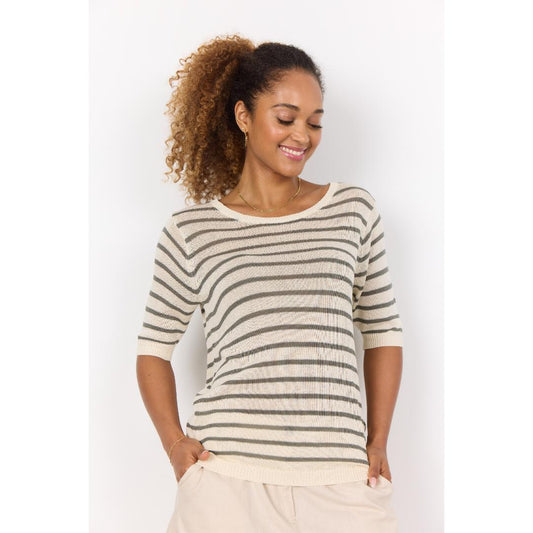 SOYA CONCEPT Luanna 1 Cream & Khaki Striped Shirt