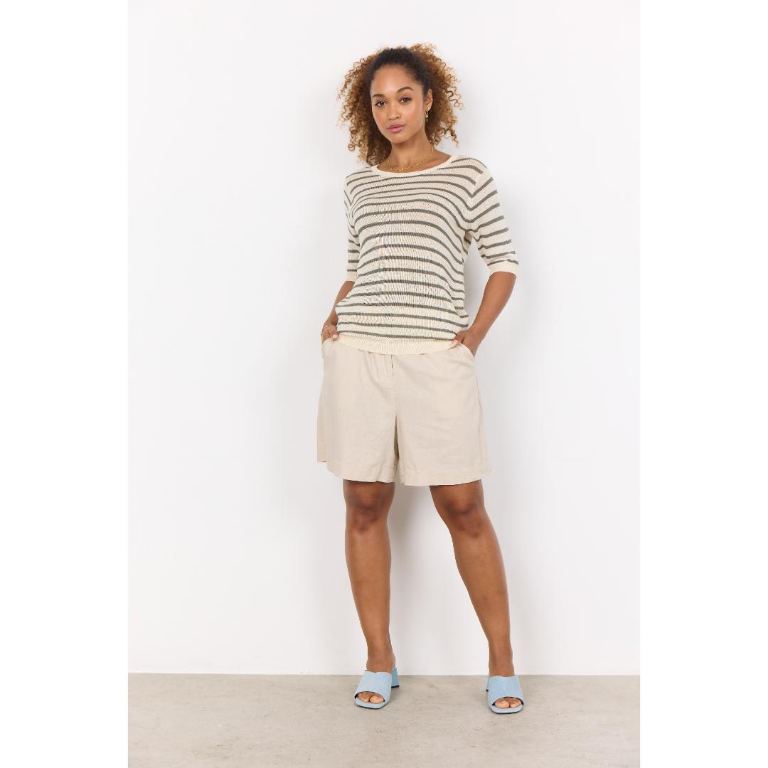 SOYA CONCEPT Luanna 1 Cream & Khaki Striped Shirt