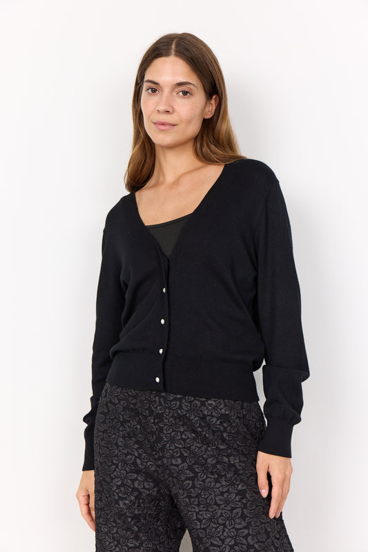 SOYA CONCEPT DOLLIE 746 Black Classic Regular Fit Rhinestone Button Down Cardigan