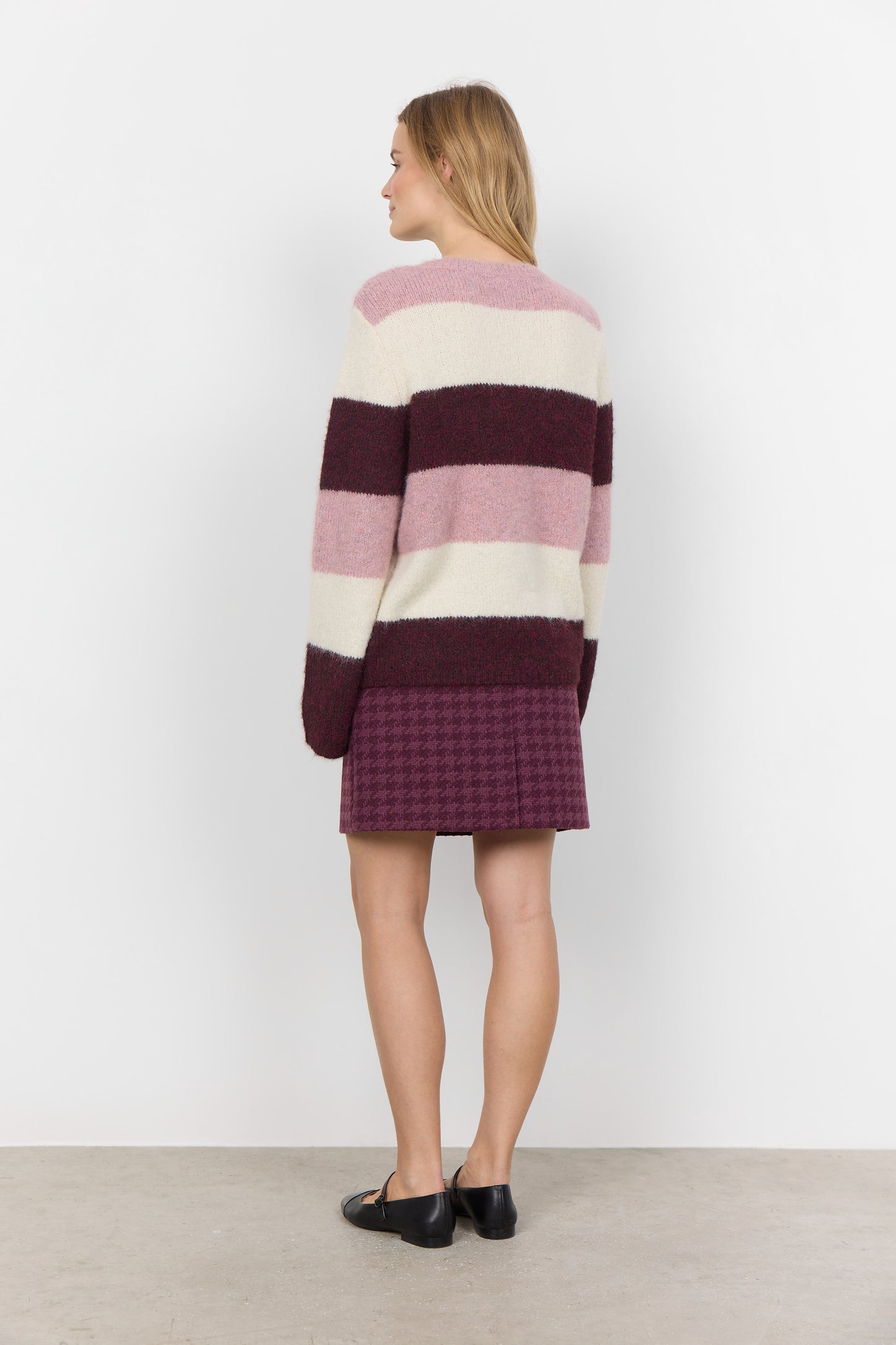 SOYA CONCEPT Ilene 1 Wine Woodrose Cream Striped Knit