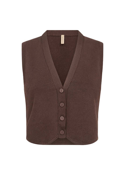SOYA CONCEPT DOLLIE 785 Chocolate Brown Sleeveless Knit Vest