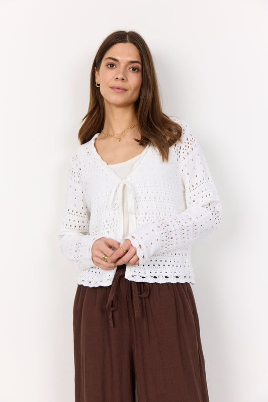 SOYA CONCEPT PERRY White Crochet Knit Cardigan