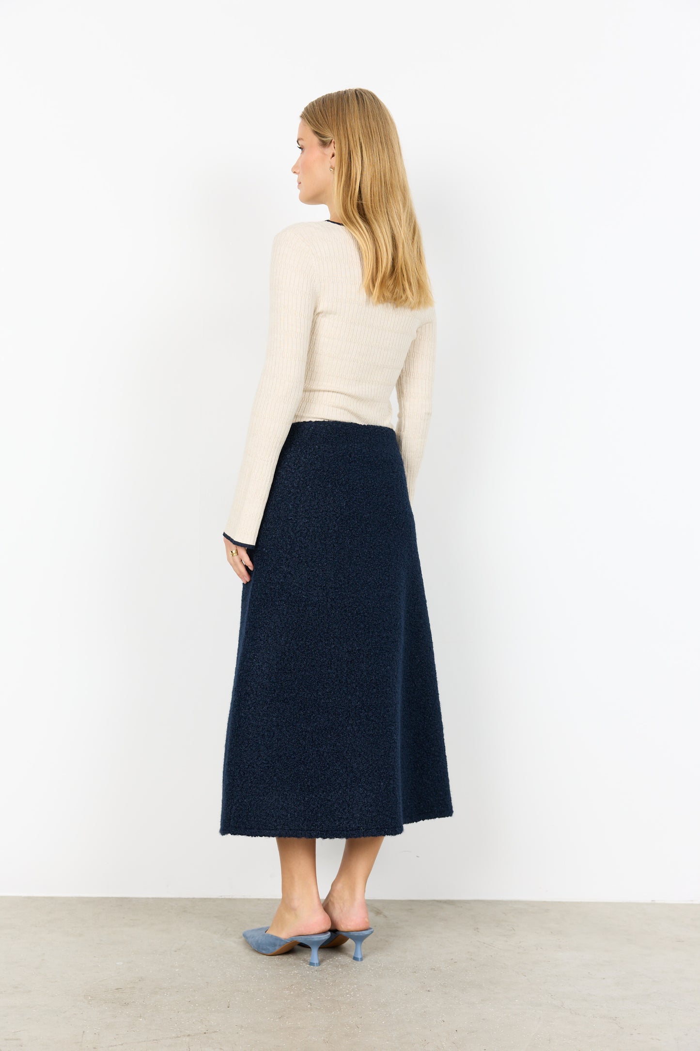 SOYA CONCEPT Dollie Ribbed Knit Pullover – Contrast Trim Crewneck Sweater