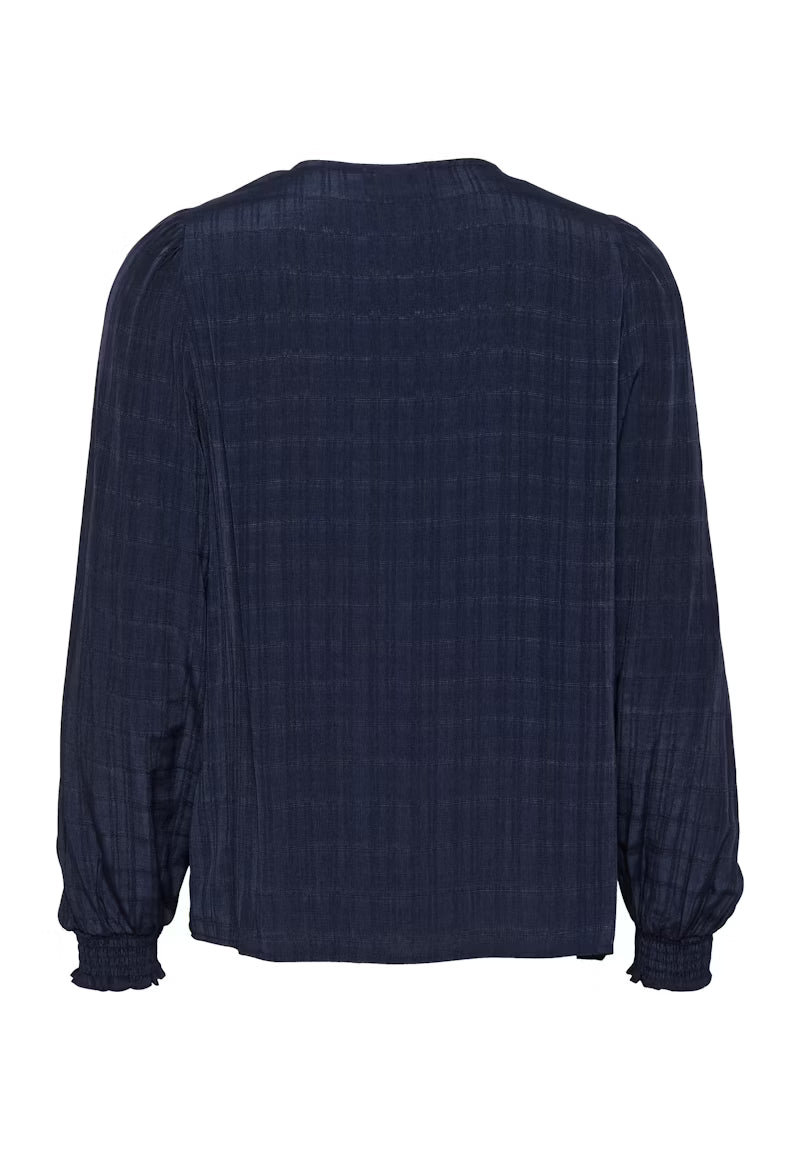 KAFFE LISSA Navy Midnight Marine V Neck Blouse