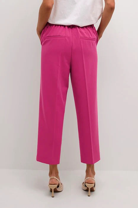 KAFFE SAKURA Fuchsia Pink High-Waisted Cropped Trousers