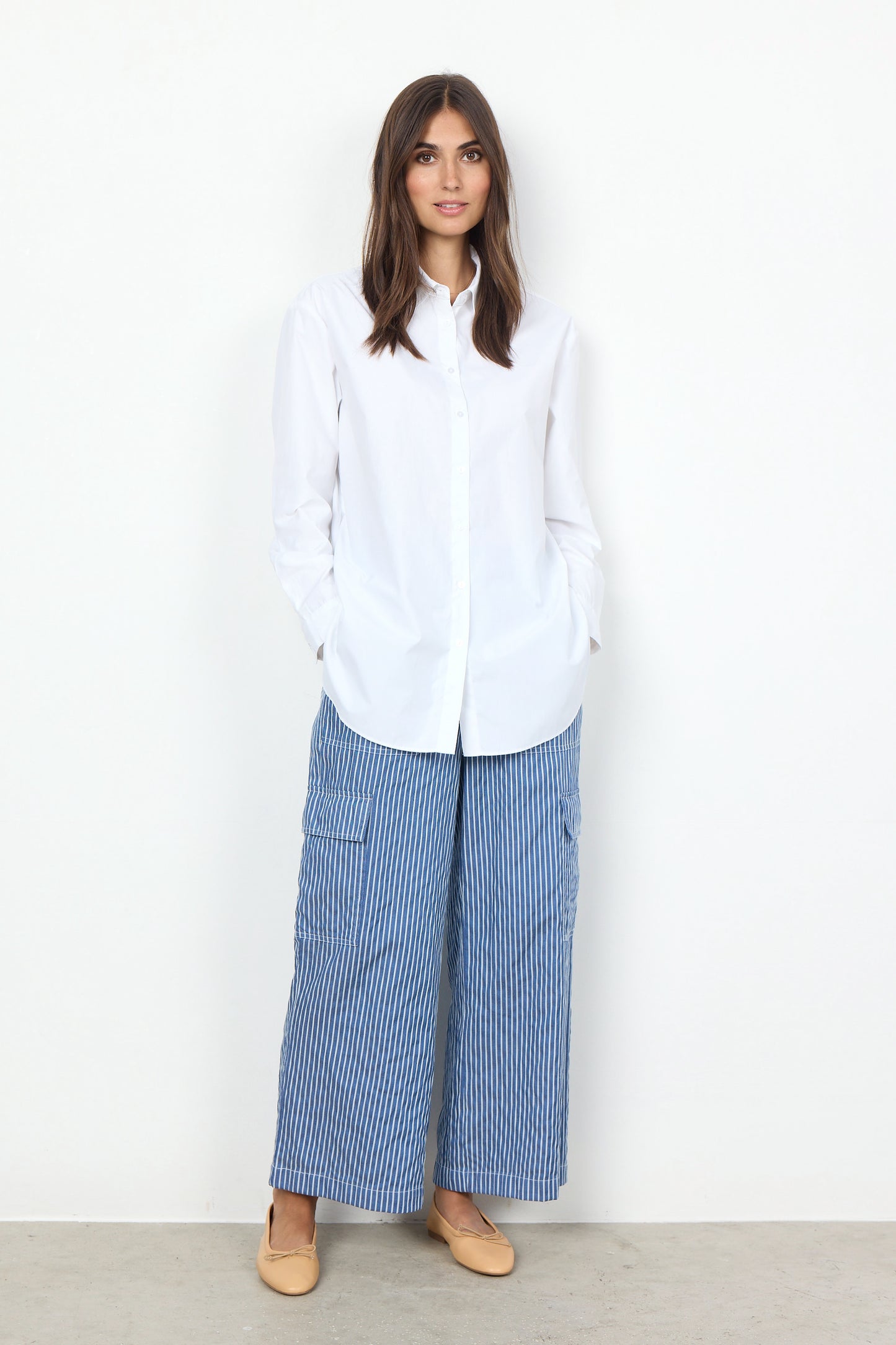 SOYA CONCEPT NETTI 52 Crisp White Button Down Blouse