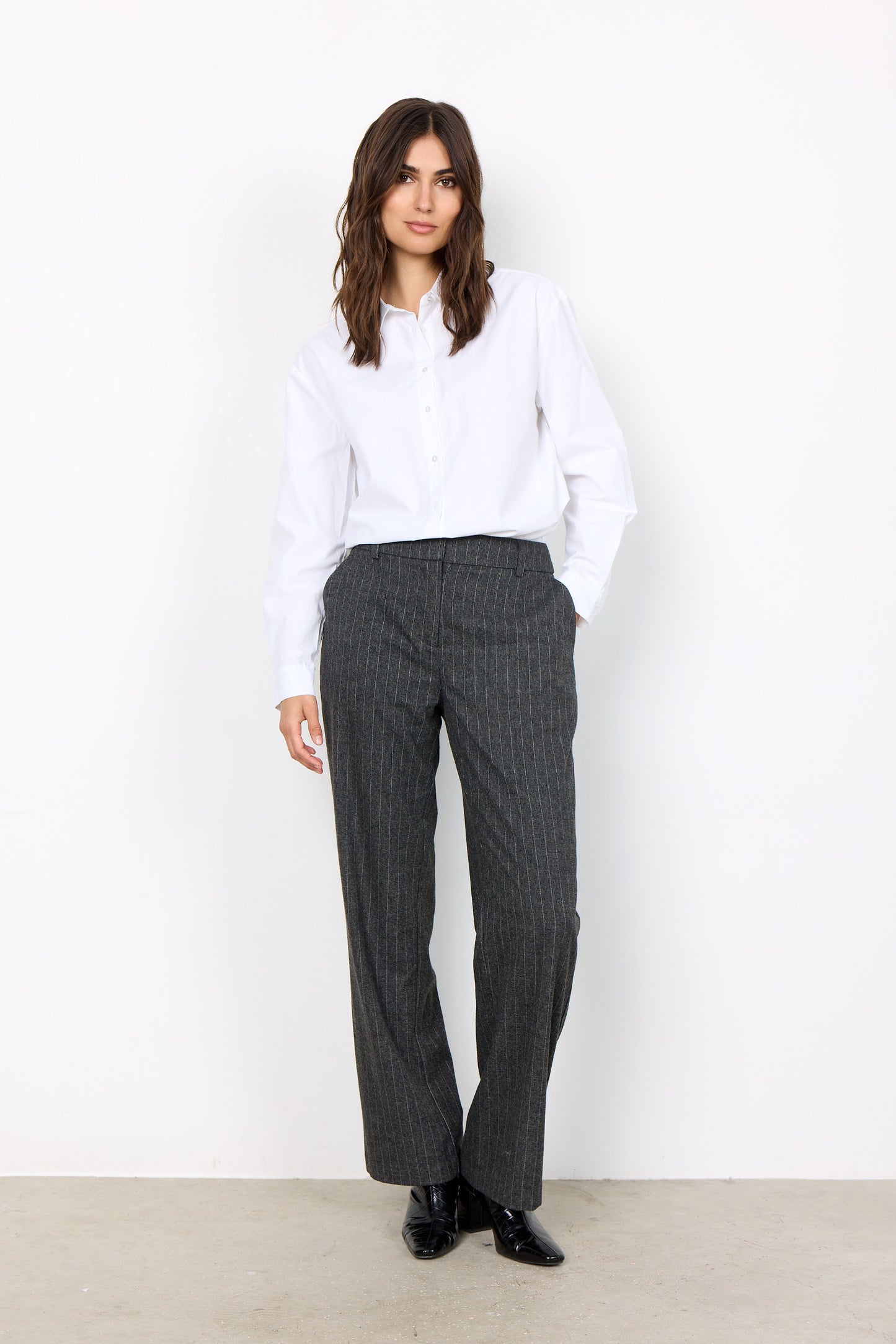 SOYA CONCEPT NETTI 52 Crisp White Button Down Blouse