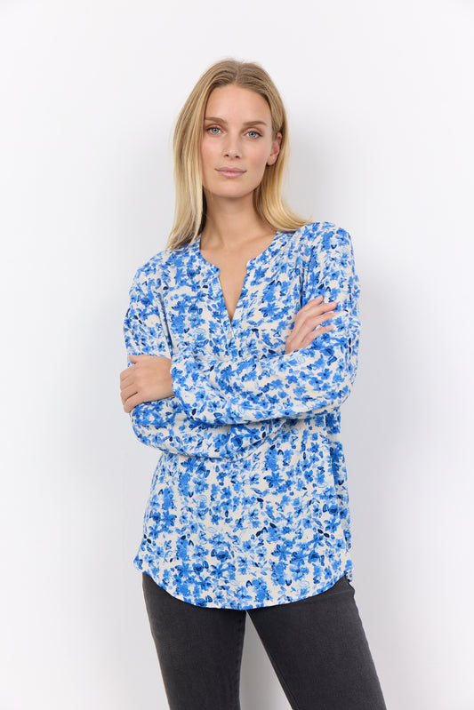 SOYA CONCEPT Doha 1 Crystal Blue Floral Blouse