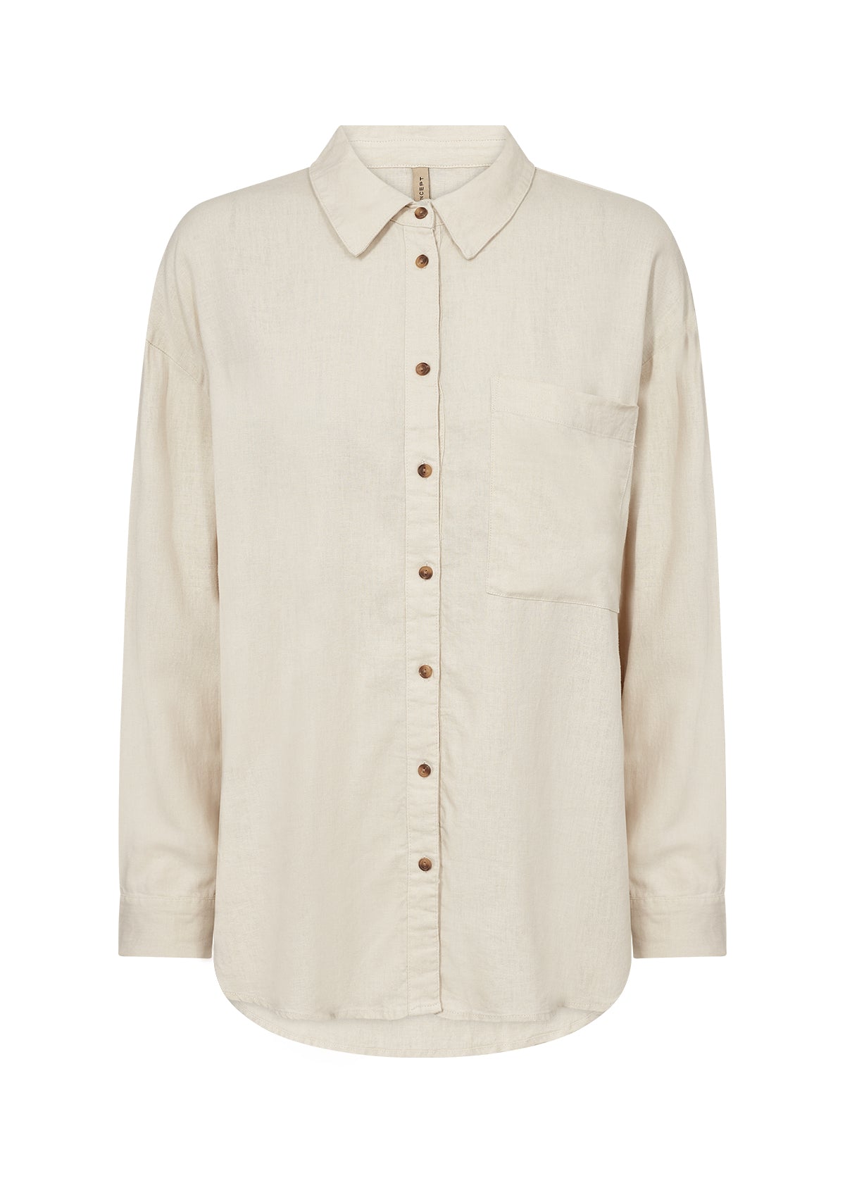 SOYA CONCEPT INA Sand Linen Blend Button Down Blouse