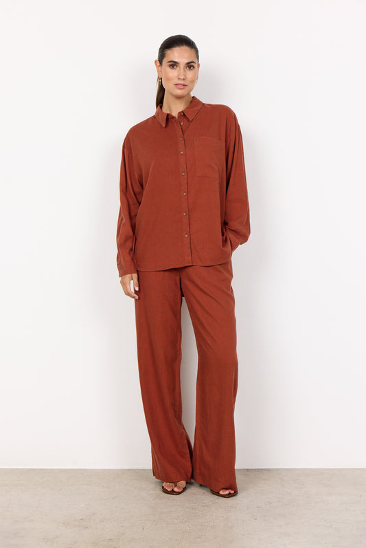 SOYA CONCEPT INA Rust Linen Blend Trousers