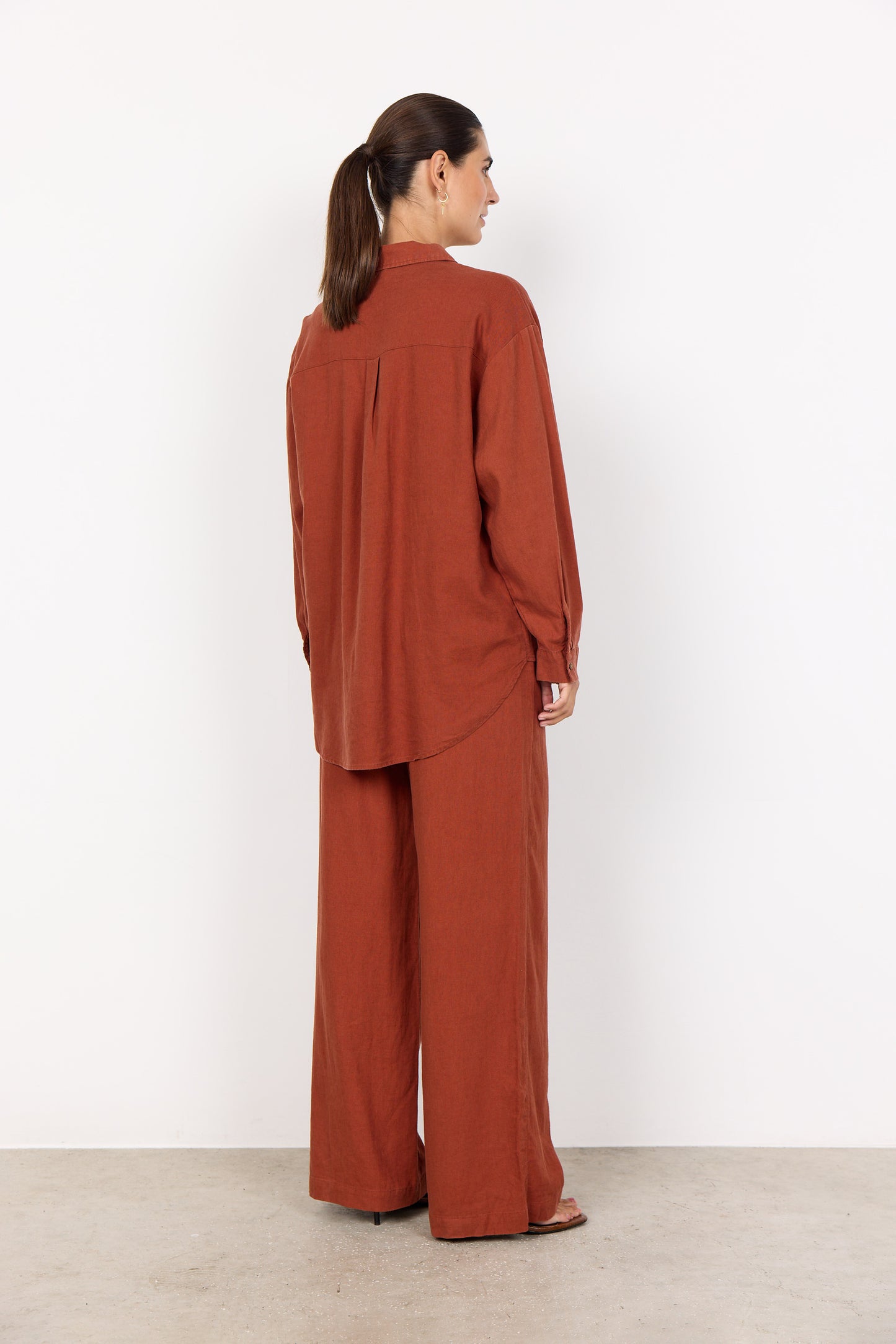 SOYA CONCEPT INA Rust Linen Blend Trousers