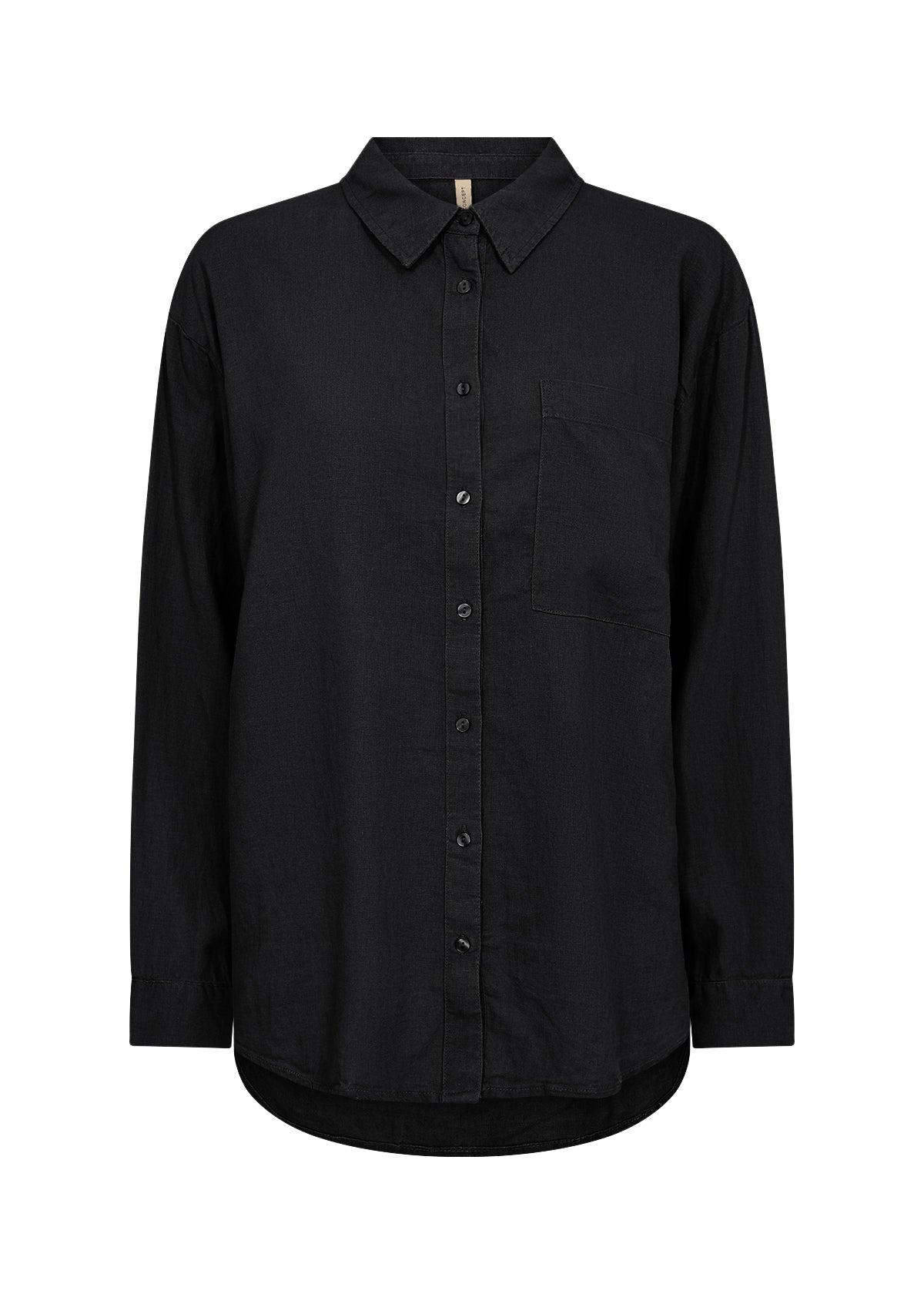 SOYA CONCEPT Ina Black Linen Blend Button Down Blouse