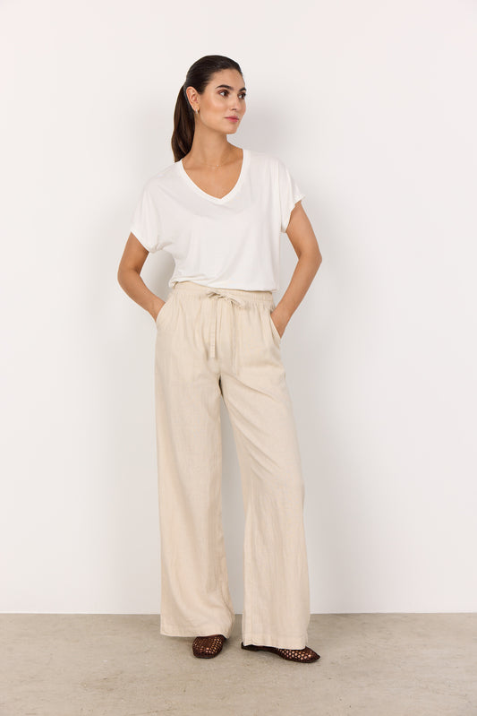 SOYA CONCEPT INA Sand Linen Blend Trousers