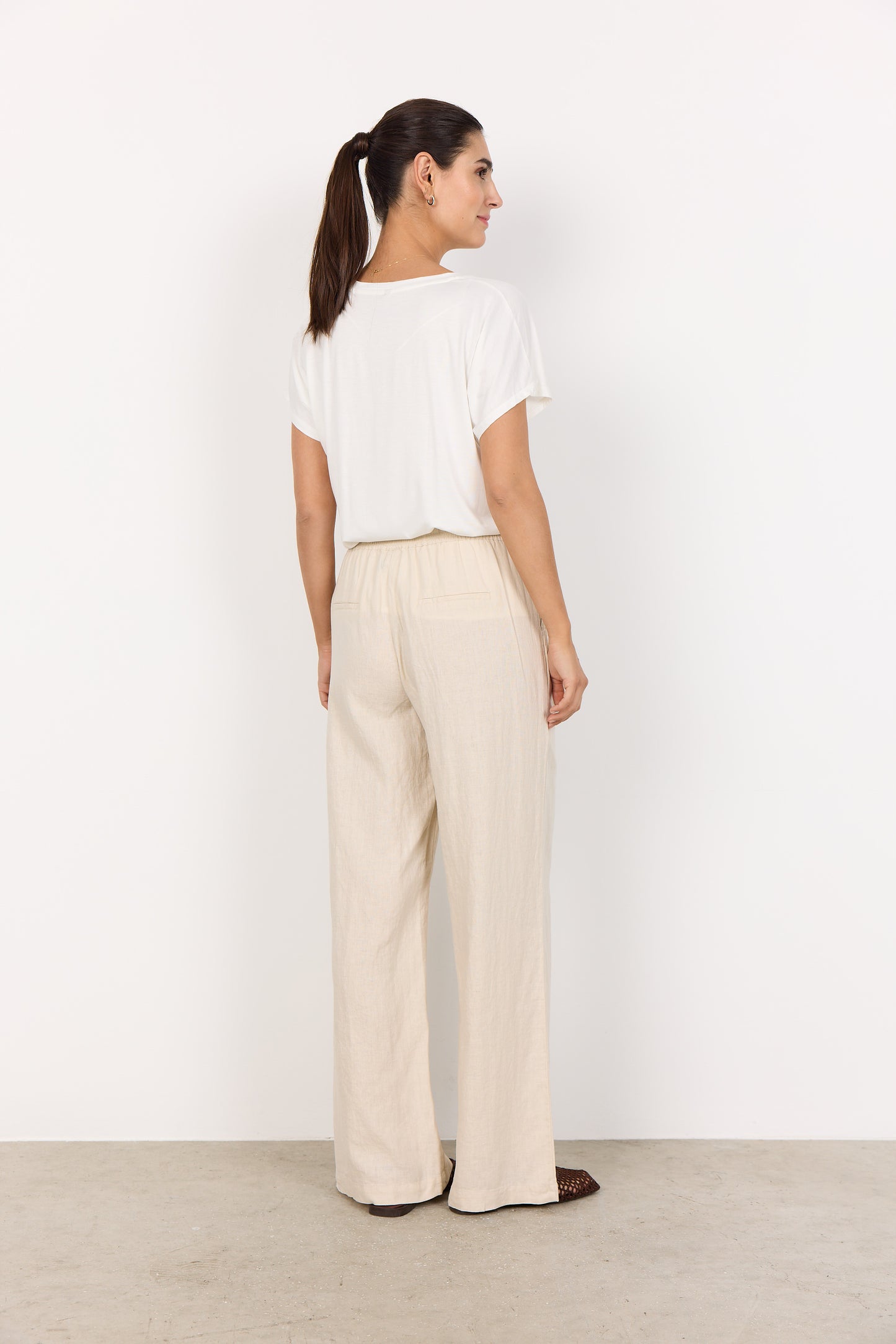 SOYA CONCEPT INA Sand Linen Blend Trousers