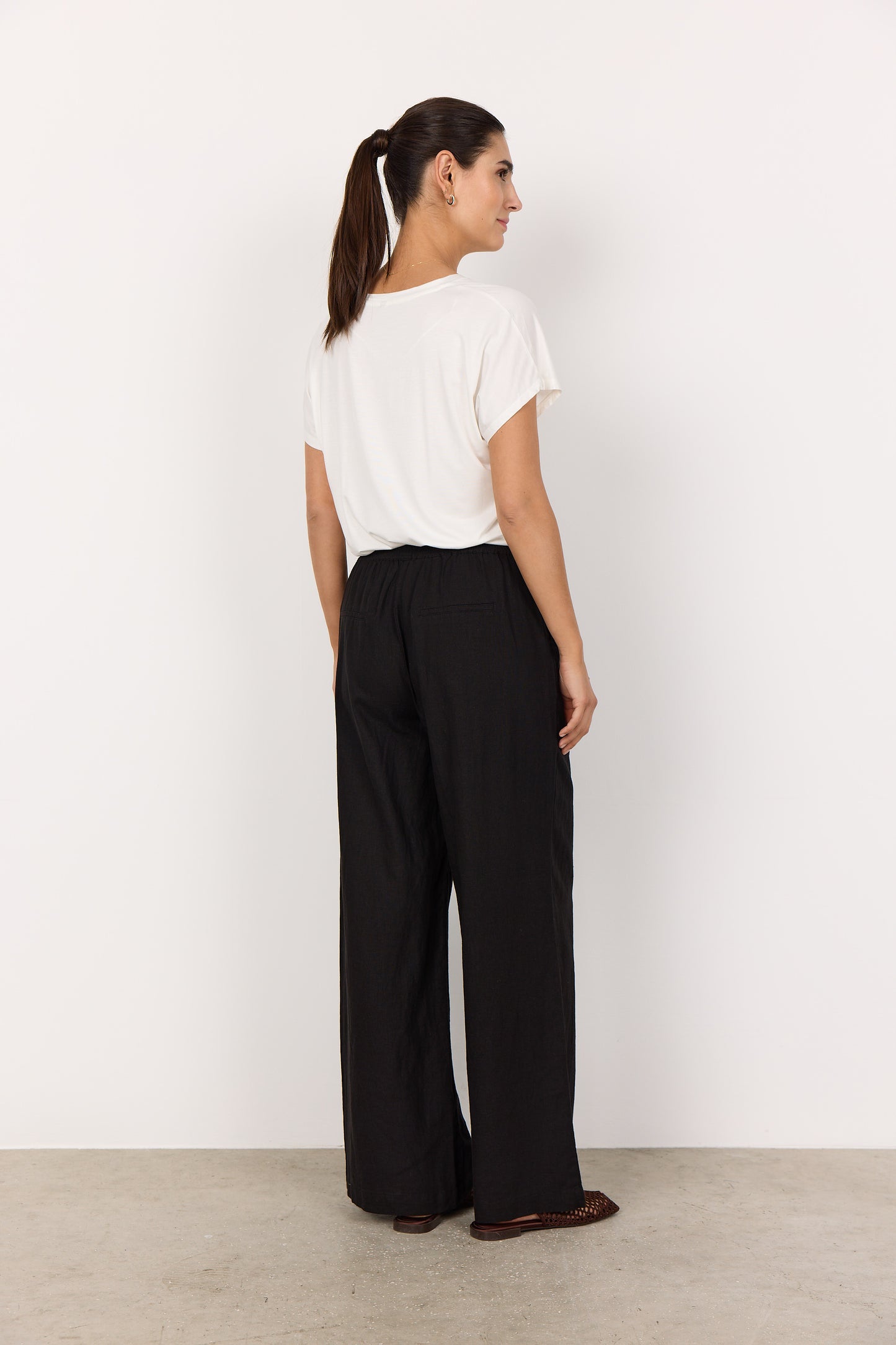 SOYA CONCEPT INA Black Linen Blend Trousers