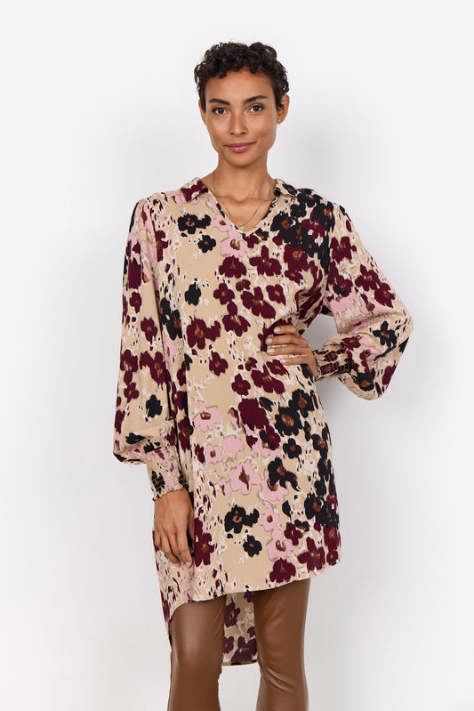 SOYA CONCEPT Irena 2 Wine Floral Tunic Blouse