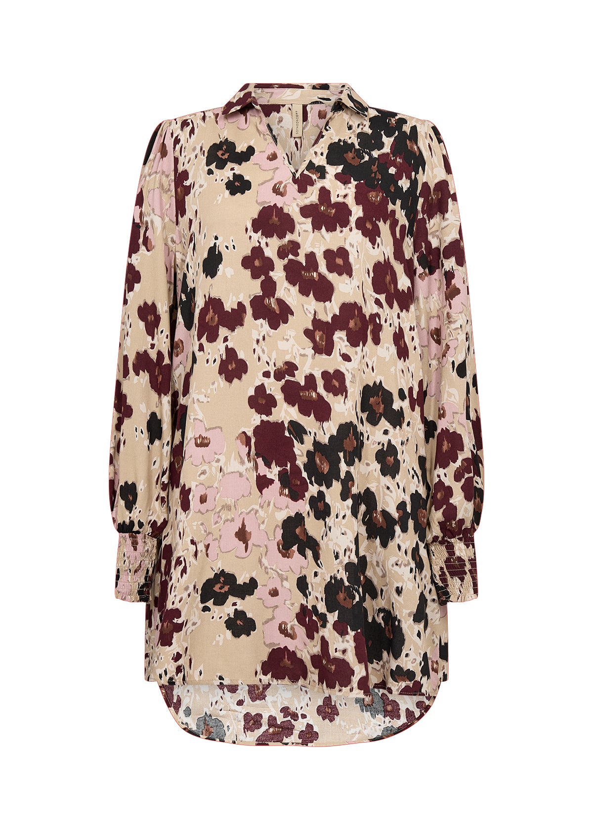 SOYA CONCEPT Irena 2 Wine Floral Tunic Blouse