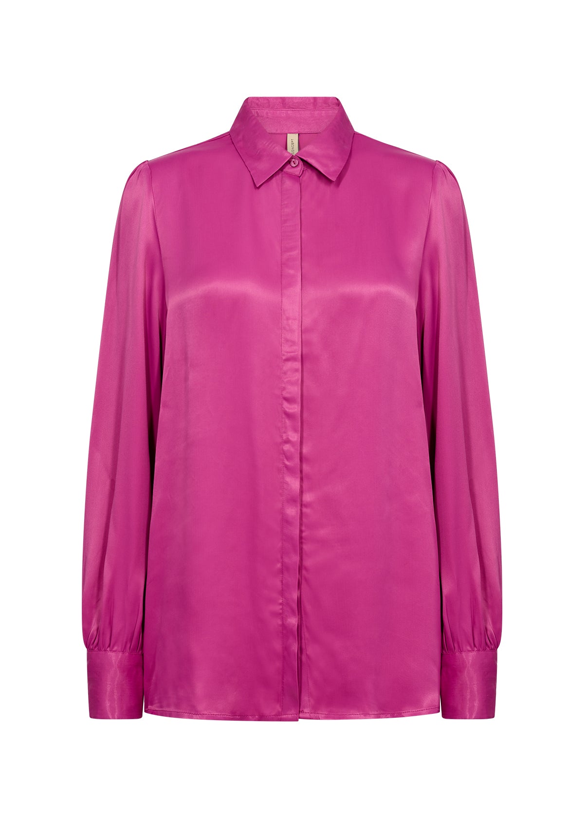 SOYA CONCEPT Hope Fuchsia Satin Button Down Blouse