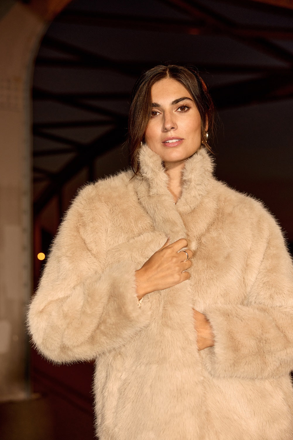 SOYA CONCEPT NAIDA Cream Faux Fur Jacket